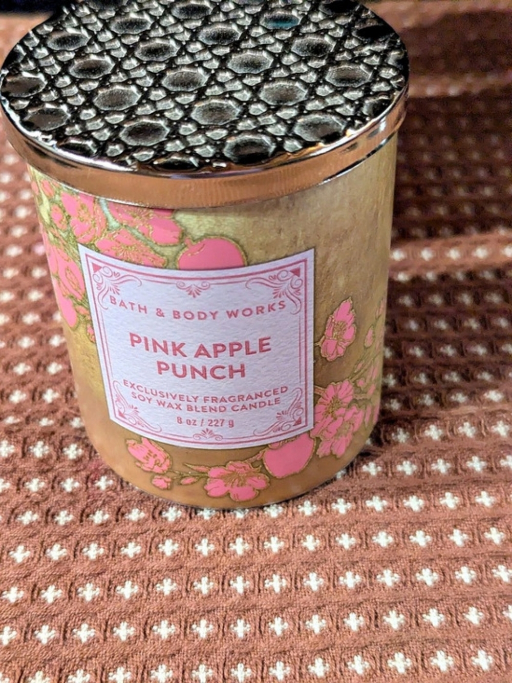 Bath & Body Works (2) Pink Apple Punch Single-Wick Scented Candle Pink Gold Lid